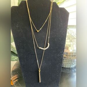 Gold Beaded Layered Necklace